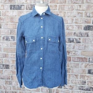 BB Dakota Linen Chambray Button-down Shirt Blue S